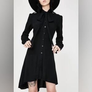 Killstar Black Collared Shirt with Button Detail